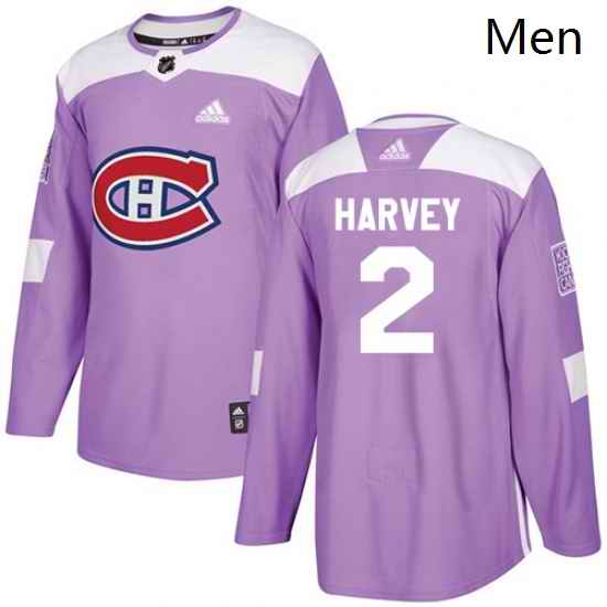 Mens Adidas Montreal Canadiens 2 Doug Harvey Authentic Purple Fights Cancer Practice NHL Jersey